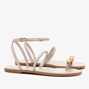 Larroude Biarritz Flat Sandal In Ivory